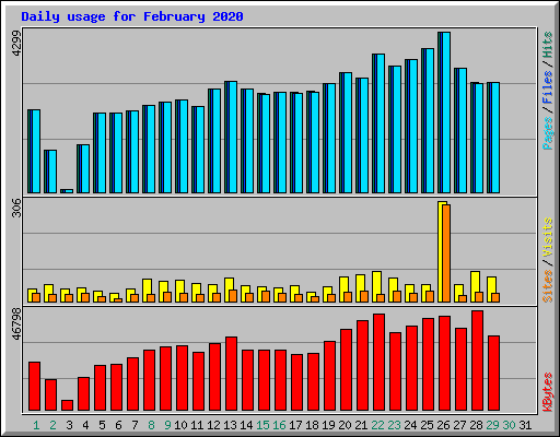 Daily usage for February 2020