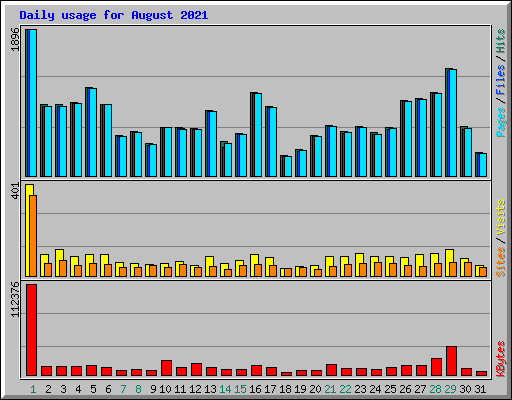 Daily usage for August 2021