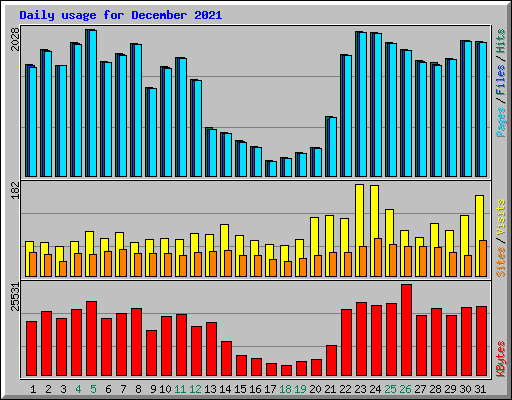 Daily usage for December 2021