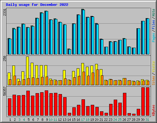 Daily usage for December 2022