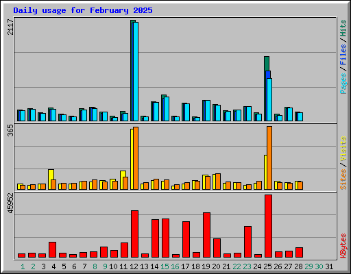 Daily usage for February 2025