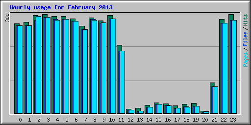 Hourly usage for February 2013