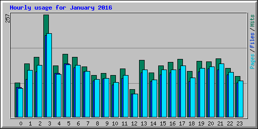 Hourly usage for January 2016