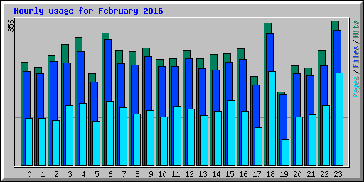Hourly usage for February 2016