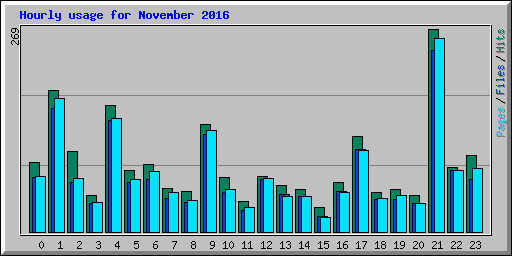 Hourly usage for November 2016